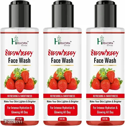 Hirhorn Hirhorn Glow Pure Aloe Hydrating Strawberry(150 Ml) Men and Women All Skin Types Face Wash(300 Ml) Pack of 3