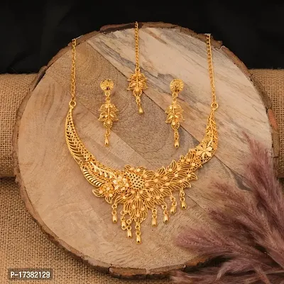 Stylish Golden Brass Jewellery Set For Women-thumb0