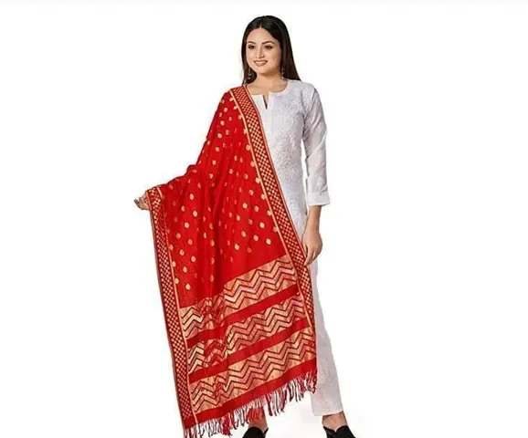 Silk Blend Self Design Women Dupatta