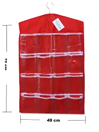 OxbOw 16 Clear Pockets Hanging Organizer Bag for Socks Bra Underwear Undergarments Cupboard Belt Ties Scarf Jewelry Accessories Lingerie Storage Organiser (75X45 cm)-thumb2