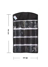 OxbOw 16 Clear Pockets Hanging Organizer Bag for Socks Bra Underwear Undergarments Cupboard Belt Ties Scarf Jewelry Accessories Lingerie Storage Organiser _75X45 cm (Black)-thumb4