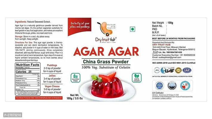 Dry Fruit Hub Agar Agar Powder 100gm Perfect For Jelly, Agaru Powder For Jello, China Grass Veg. Gelatin-thumb2