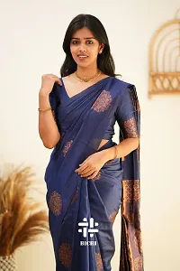 Beautiful Silk Blend Saree With Blouse Piece For Women-thumb3