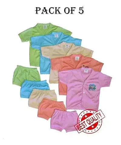 Unisex baby boys and baby girls half T-Shirts and short pant (pack of 5)multicolour