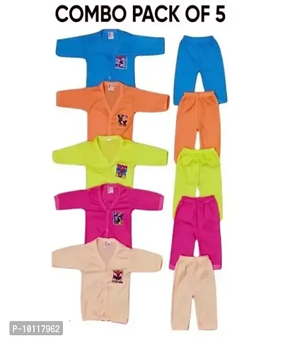 boys girls unisex casual Half Sleeve top Front Open top and shorts baby suit pack of 5-thumb0