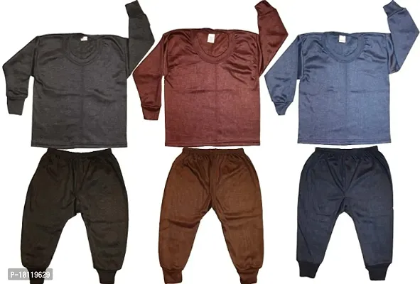 CLOTHINGS Kids Winter Wear Thermal Full Sleeve Body Warmer Top  Pajama Set for Boys  Girls PACK 03