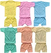 Soft Hosiery Cotton Dress for Newborn Baby Boy  Girl Clothing Round Neck T-shirt with Shorts, Combo Pack of 6-thumb1
