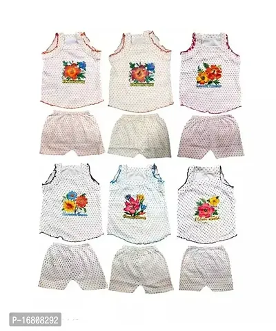 Baby Girls Cotton Printed Sleeveless Knee-Length A-Line Frock and Pantie Set Combo Pack of 6 (Multicolour, 0-12 Months)-thumb0
