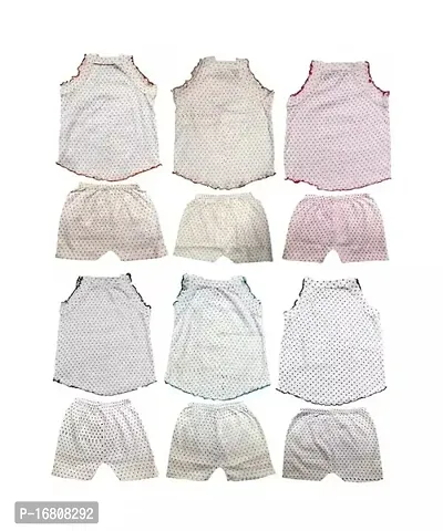 Baby Girls Cotton Printed Sleeveless Knee-Length A-Line Frock and Pantie Set Combo Pack of 6 (Multicolour, 0-12 Months)-thumb2