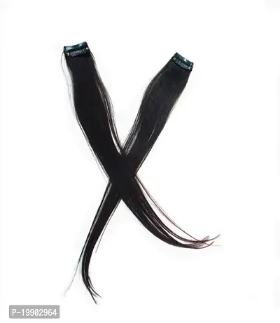 Single clip Real Human Hair Extensions, 14 Remy Straight Hair Natural Black Color (Pack of 2)