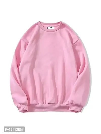 Comfortable Pullover Pink Cotton Blend Sweatshirt For Women-thumb0