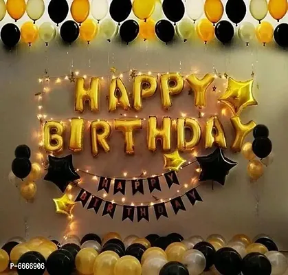 Trendy Happy Birthday Balloons Quarantine Theme Decorations Black Gold Supplies Foil Balloon