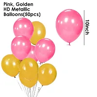 Happy Birthday Banner For Decoration Kit -52 Pcs Combo Set - Pink Happy Birthday Banner, Pink Curtain Foil, Metallic Golden And Pink Latex Balloons-thumb2