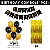 Happy Birthday Banner Decoration Kit - 34Pcs Set For Boys Husband Balloons Decorations Items Combo With Metallic Balloons And Foil Curtain-thumb1