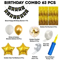 Happy Birthday Decoration For Husband Kit Combo Set - 63Pcs Birthday Bunting Golden Foil Curtain Metallic Confetti Balloons With Balloon Pump And Glue Dot - Happy Birthday Decorations Items-thumb1