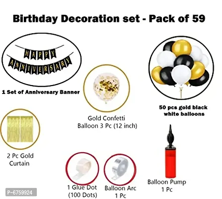Pack Of 59 ​Happy Anniversary​​ Decoration Items For Home - Bedroom Decorations ​59​Pcs Items Kit Combo-thumb2