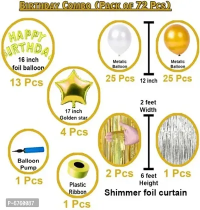 Happy Birthday Combo/Kit Pack For Golden Theme Party Decorations (Pack Of 72) Gold&nbsp;&nbsp;(Set Of 72)-thumb2
