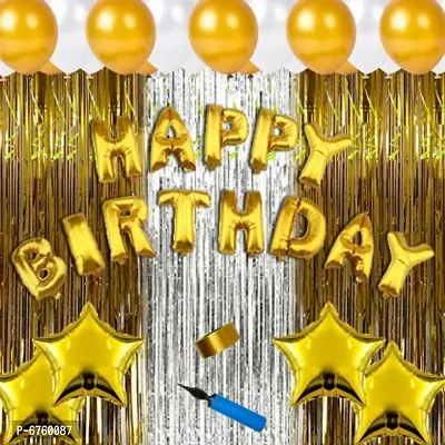 Happy Birthday Combo/Kit Pack For Golden Theme Party Decorations (Pack Of 72) Gold&nbsp;&nbsp;(Set Of 72)-thumb0