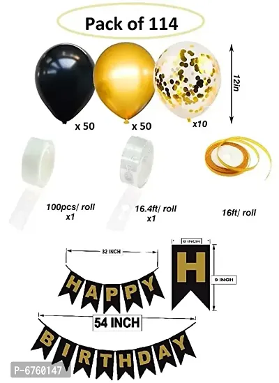Black Gold Confetti Birthday Balloon Arch Garland Kit&nbsp; Black Gold Confetti Balloons For Birthday&nbsp; Decorations Pack Of 114&nbsp;-thumb2
