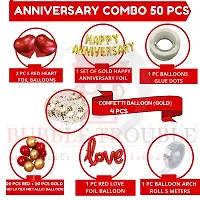 Bubble Trouble Happy Anniversary Balloons Decoration Kit Combo For Husband Wife Girlfriend Boyfriend,Anniversary Foil, Love Foil, Confetti Balloon,Heart, 40 Pcs Balloons (Red Gold Theme, Pack of 50)-thumb1