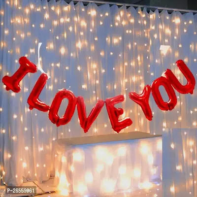 Bubble Trouble Proposal Decoration Items Combo Kit (Pack of 2) I Love You Foil Balloons Decoration Kit With LED Lights Weddding Anniversary Surprise Home Bedroom Party Couple Romantic, Red Theme-thumb0