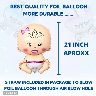Puchku Baby shower props for photoshoot decoration items 68 Pcs Combo with it?s a girl  it?s a boy printed balloons, metallic balloons, baby shower props, craddle foil balloon for mom to be-thumb5