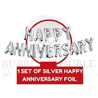 Bubble Trouble Happy Anniversary Balloons Decoration Kit Combo 16 Letters Foil, Fairy Light, Love Foil, Heart Foil  45 Pcs Balloons Husband Marriage First Girls Boys (Red Theme, Pack of 50)-thumb2