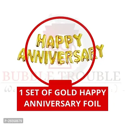 Bubble Trouble Happy Anniversary Balloons Decoration Kit Combo For Husband Wife Girlfriend Boyfriend,Anniversary Foil, Love Foil, Confetti Balloon,Heart, 40 Pcs Balloons (Red Gold Theme, Pack of 50)-thumb3