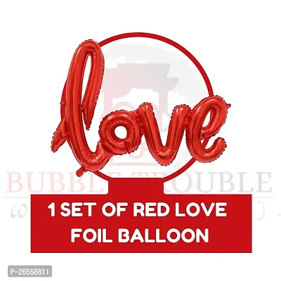 Bubble Trouble Happy Anniversary Balloons Decoration Kit Combo 16 Letters Foil, Fairy Light, Love Foil, Heart Foil  45 Pcs Balloons Husband Marriage First Girls Boys (Red Theme, Pack of 50)-thumb5