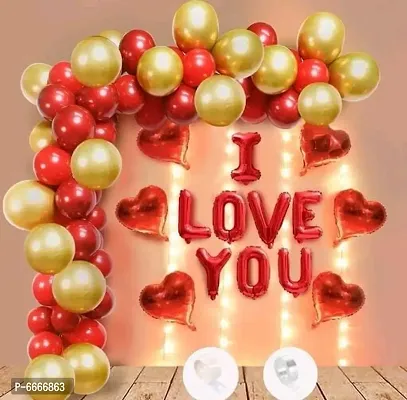 Trendy Red Golden Birthday Anniversary Balloon Decoration Items With Led Light