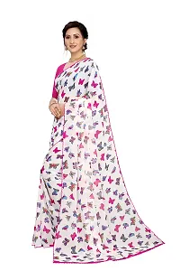 INDIAN PEHNAWA Women's Woven Pure Georgette Saree Without Blouse Piece (BUTTERFLY PINK_Pink)-thumb1