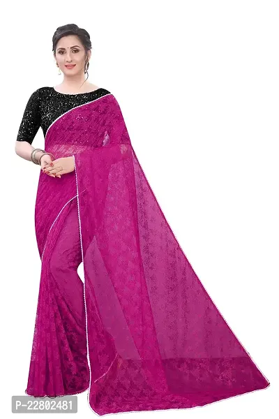 INDIAN PEHNAWA NET PINK COLOURED SAREE WITH BLOUSE