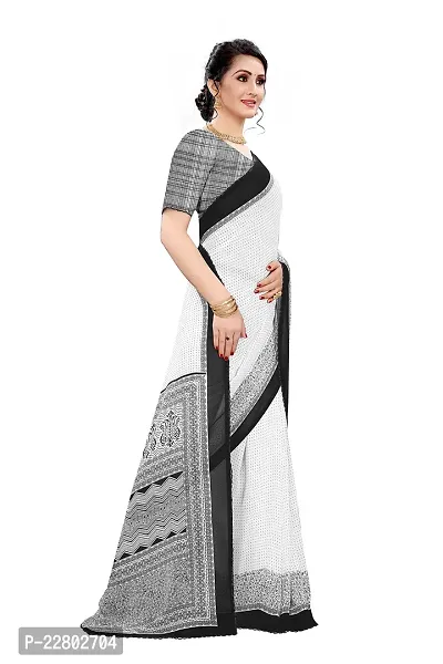 INDIAN PEHNAWA POLKA PRINT BLACK COLOURED CHIFFON SAREE WITH BLOUSE PIESCE-thumb3