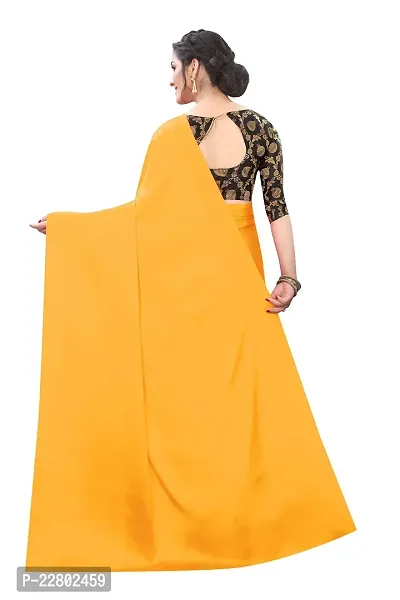 INDIAN PEHNAWA BRIGHT ORANGE COLOURED SATTIN SAREE WITH BLOUSE PIESCE-thumb3