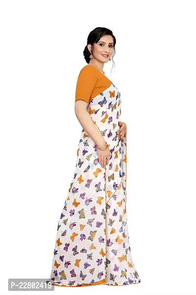 INDIAN PEHNAWA Women's Woven Pure Georgette Saree (BUTTERFLY ORANGE_Orange)-thumb3