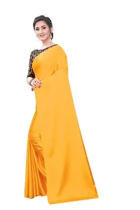 INDIAN PEHNAWA BRIGHT ORANGE COLOURED SATTIN SAREE WITH BLOUSE PIESCE-thumb1