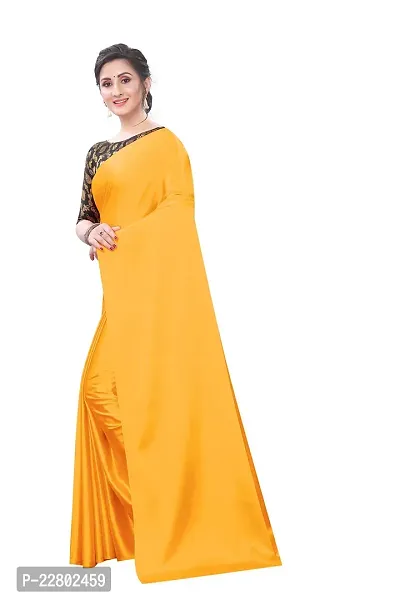 INDIAN PEHNAWA BRIGHT ORANGE COLOURED SATTIN SAREE WITH BLOUSE PIESCE-thumb2