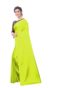 INDIAN PEHNAWA BRIGHT LIGHT GREEN COLOURED SATTIN SAREE WITH BLOUSE PIESCE-thumb1