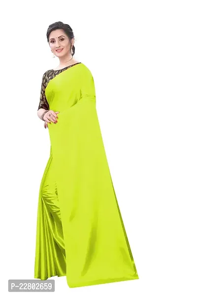 INDIAN PEHNAWA BRIGHT LIGHT GREEN COLOURED SATTIN SAREE WITH BLOUSE PIESCE-thumb2