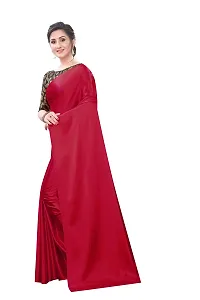 INDIAN PEHNAWA BRIGHT MAROON COLOURED SATTIN SAREE WITH BLOUSE PIESCE-thumb1