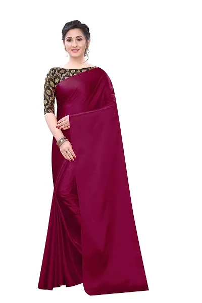 INDIAN PEHNAWA BRIGHT COLOURED SATTIN SAREE WITH BLOUSE PIESCE