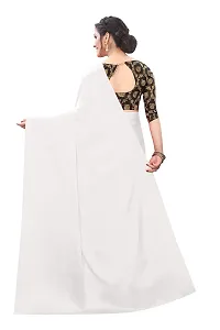 INDIAN PEHNAWA BRIGHT WHITE COLOURED SATTIN SAREE WITH BLOUSE PIESCE-thumb2