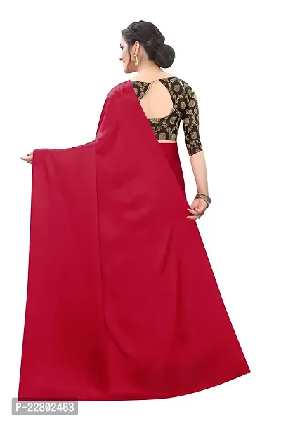 INDIAN PEHNAWA BRIGHT MAROON COLOURED SATTIN SAREE WITH BLOUSE PIESCE-thumb3