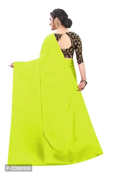 INDIAN PEHNAWA BRIGHT LIGHT GREEN COLOURED SATTIN SAREE WITH BLOUSE PIESCE-thumb3