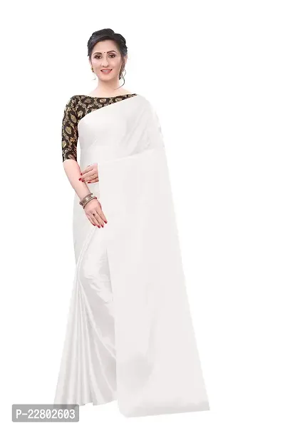 INDIAN PEHNAWA BRIGHT WHITE COLOURED SATTIN SAREE WITH BLOUSE PIESCE