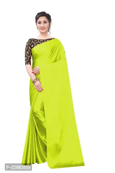 INDIAN PEHNAWA BRIGHT LIGHT GREEN COLOURED SATTIN SAREE WITH BLOUSE PIESCE