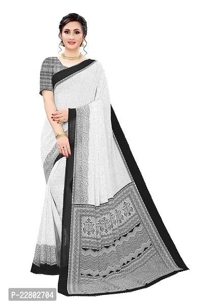 INDIAN PEHNAWA POLKA PRINT BLACK COLOURED CHIFFON SAREE WITH BLOUSE PIESCE