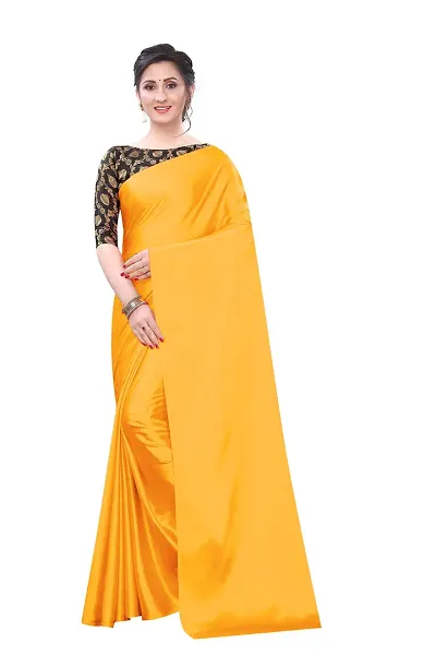 INDIAN PEHNAWA BRIGHT COLOURED SATTIN SAREE WITH BLOUSE PIESCE