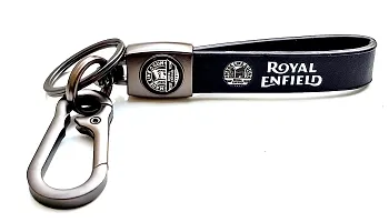 JSR ENTERPRISES PRESENTS LEATHER KEYCHAINS AND KEYRINGS COMPATIBLE WITH CARS AND BIKES (ROYAL ENFIELD) (ROYAL ENFIELD BLACK LEATHER HOOK PRINTED)-thumb3