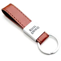 JSR ENTERPRISES PRESENTS LEATHER KEYCHAINS AND KEYRINGS COMPATIBLE WITH CARS AND BIKES ( ROYAL ENFIELD ) (ROYAL ENFIELD BROWN LEATHER STRAP LUXURY)-thumb3